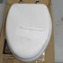Mayfair Padded Toilet Seat with Chrome Hinges, Soft Vinyl over Wood Core Seat, Made in USA, Elongated, White