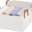 StorageWorks Storage Bins, Shelves Baskets for Organizing, Fabric Closet Organizers with Handles, Metal Frame, Natural Color, 2-Pack (14 " L x 10 " W x 8 " H)