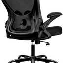 Office Chair Desk Chair, Ergonomic Mesh Computer Chair Home Office Desk Chairs, Swivel Task Chair Mid Back Breathable Rolling Chair with Adjustable Lumbar Support Flip Up Armrest (Black)