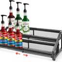 Expandable Coffee Syrup Organizer,3 in 1 Heavy Duty Syrup Rack, Liquor Bottle Display Shelf, Spice Racks,6-12 Syrup Bottles Holder Stand, Space-Saving Storage Rack - 2 Tier (Patent Pending)