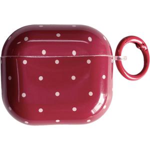 White Polka Dot Red Case with Lock for Airpods 3 Gen,Vintage Aesthetic Pattern Stylish Luxury Trendy Retro Girls Women Protective Cover for Airpod 3rd Genetation