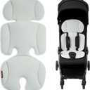 Momcozy Stroller Cooling Pad | Universal Soft Cooler Pad, Breathable & Adjustable Seat Liner | Detachable 2-Piece Cooling Cushion | Fits Strollers, High Chair, Bassinet, Swing (Light Grey)