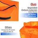 4 Pack Moving Bags Heavy Duty Extra Large 90L, College Packing Bags for Moving Clothes, Moving Supplies & Boxes with Zippers and Handles, Storage Bags Moving Totes Camping Essentials (Orange)