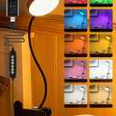 Clip on Light,10 RGB Colors&10 Brightness Clip on Lamp,500LM Bright Reading Light for Bed,Clip on Desk Lamp Reading Lamp with USB Adapte for Bed/Headboard/Bedside/Desk/Puzzle/Craft
