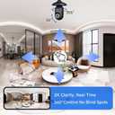 2K Light Bulb Camera Outdoor, 2.4/5GHz Wi-Fi 6 Security Cameras Wireless Outdoor, 360 PTZ Cameras for Home Security with Color Night Vision, AI Human Detection, 2 Way Talk, Easy Installation,2 Packs