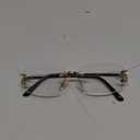 Rimless Sunglasses for Men Women Trendy Small Narrow Rectangle Metal Frame Sun Glasses Shades 90s Eyewear (A7* Gold / Transparent)