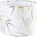 Printing Leaf Lamp Shade Medium Drum Table Lampshade, 13" Top x 13" Bottom x 10" High(Spider), Ideal for Livingroom, Bedroom, Floor Lamps, Modern Linen Lamp Shades Decor, Assembly Required, By GO&SO