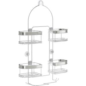 Zenna Home Shower Caddy Hanging Bathroom Organizer, Shower Shelves with 4 Expandable Baskets and Built in Hooks, Over Handheld Shower Head Storage System, Stainless Steel