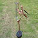 Outdoor Rain Gauge with Lights, Metal Mantis Rain Gauge with Lights, Height Adjustable, Large Capacity, for Garden, Deck, Lawn, Patio, Farm