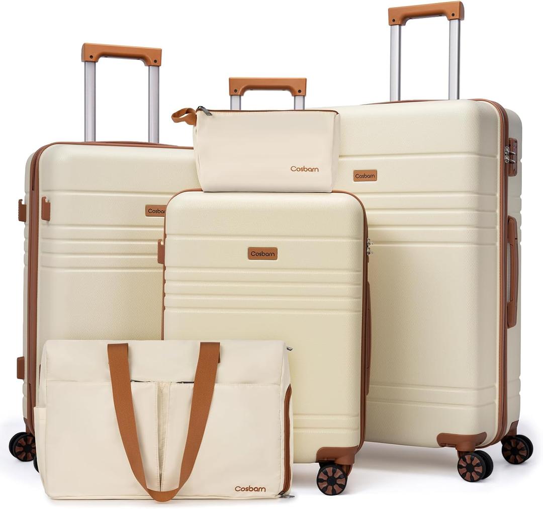 Cosbarn Luggage Sets 5 Piece, Hardshell Suitcase with Spinner Wheels, 28 inches