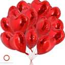 TONIFUL 30Pcs 18 Inch Red Heart Balloons Valentines Day Heart Shape Foil Mylar Balloons Decoration for Romantic Valentine's Day Wedding Bridal Shower Anniversary Engagement Party Supplies