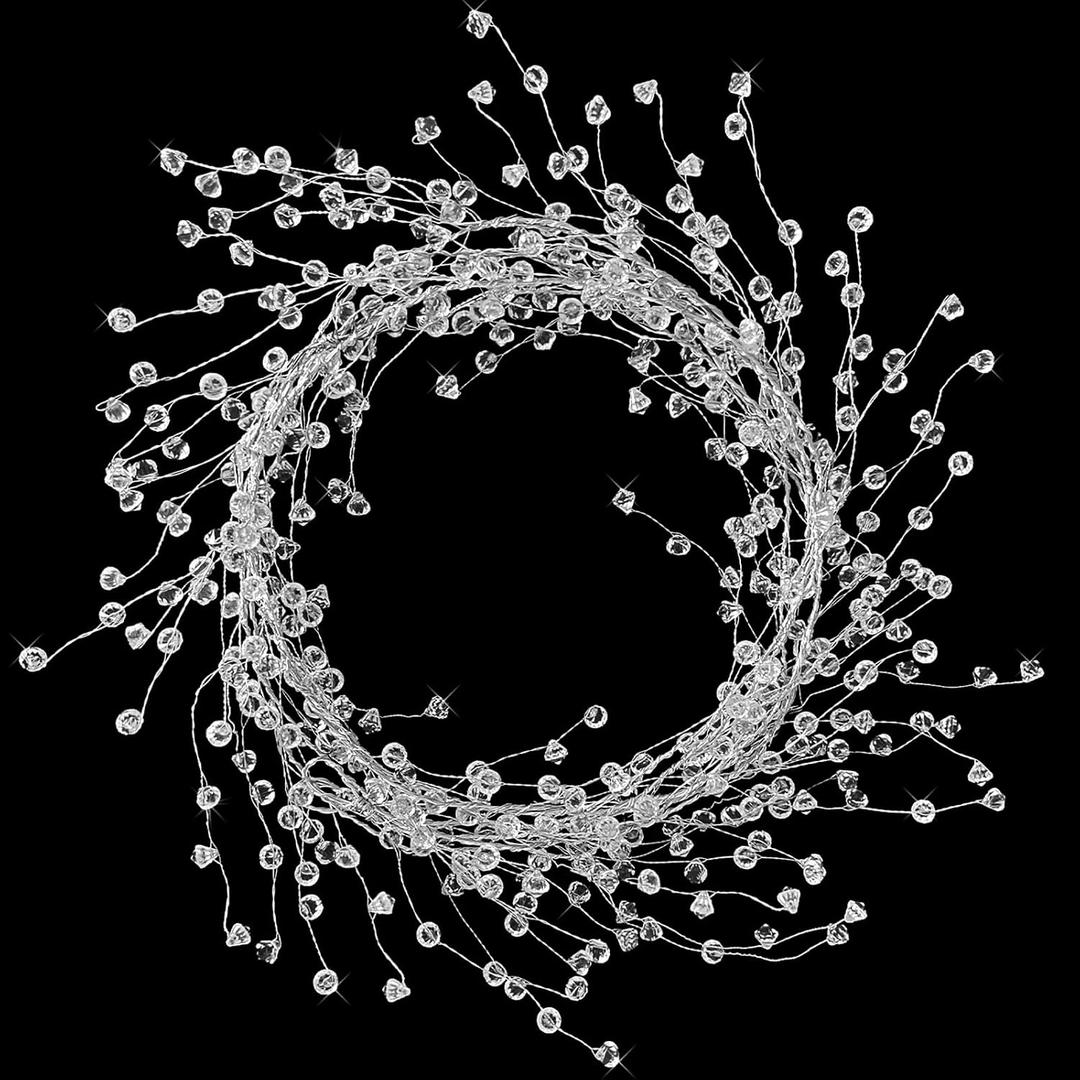 15 FT Ice Wire Clear Garland,Christmas DiamondTree Decor,Plastic Clear Acrylic Crystal Diamond Jewel Bead Garland Ornaments for DIY Wreath Crafts,Christmas Decorations,Wedding
