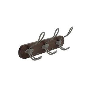Creations Dark Wash Brown Rustic Coat Rack Wall Mount with 3 Hooks