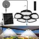 Solar Shed Light Motion Sensor Lights Outdoor IP65 Waterproof with Remote Control, Solar Powered Pendant Light Indoor with 5+1 Panels for Garden, Gazebo, Chicken Coop, Patio, Balcony, Barn
