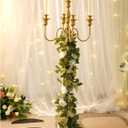 Gold Candelabra for Wedding Event Decor, 50'' Tall Floor Candle Holder, 1 Pcs Metal 5 Arm Centerpiece for 5 Candlesticks, Party Wedding Aisle Home Decorations