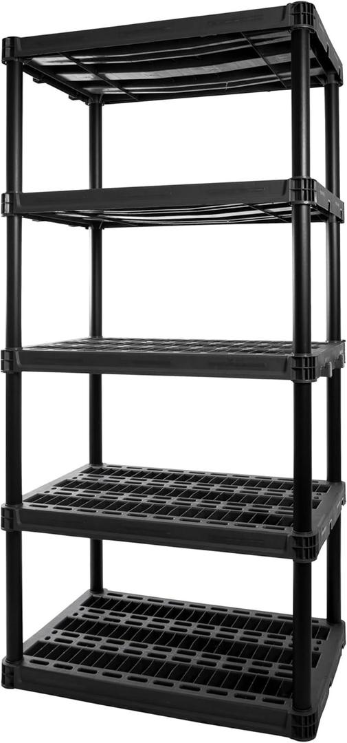 Plano 5-Shelf Extra Heavy Duty Plastic Storage Shelves, 72.5 x 36 x 24, 1000lb Capacity, Pantry, Office, Closet and Garage Shelves, Easy to Assemble, Durable Plastic Shelving Unit