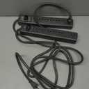 KMC 6-Outlet Surge Protector Power Strip 6 ft Cord, 1080J Power Surge Protector, Braided 6-Foot Long Extension Cord with Multiple Outlets, Power Strip Surge Protector, 6 Power Outlet Flat Plug, Black, Pack of 2