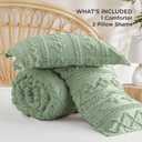 Bedsure Tufted Boho Comforter Set Full Size - Sage Green Boho Bed Set, GentleSoft 3 Pieces Farmhouse-Style Embroidery Bedding, Gifts for Woman, Soft Jacquard Full Comforter for All Seasons