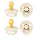 BIBS Color Pacifiers 4-Pack | BPA Free Soother Pacifier | Round Nipple | Natural Rubber Latex | Made in Europe | Size 0-6 Months | Ivory