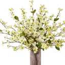 Artificial Flowers Blossom Stems Dogwood Silk Flowers Fake Cornus Bush for Home Decoration Table Centerpieces, 8 PCS (White)