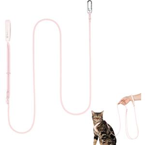 Hands Free Cat Leash Lightweight 4.1-7.2FT Adjustable Durable Rope Leash with Padded Handle, Versatile Crossbody Waist Lead for Cats Puppy 26lbs Outdoor Walking (Blush Pink, S)