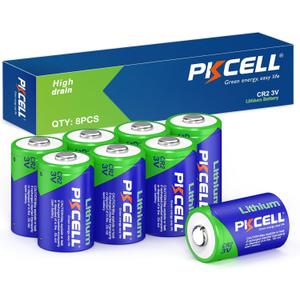 PKCELL CR2 Battery 8 Pack CR2 3V Lithium Battery for Golf Range Finder, Flashlight and More