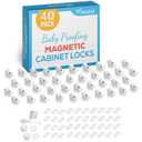 Vmaisi Adhesive Magnetic Locks for Cabinets & Drawers (40 Locks and 4 Keys)