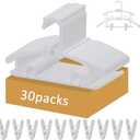 30 Pack Plastic Hangers with 16 Clips, 11-15 inch Adjustable Clothes Hanger, Durable & Non-Slip, Space Saving Coat Hanger for Pants, Jackets and Dress (White)