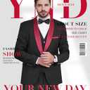 YND Men's 3 Piece Tuxedo Set with Bow Tie, Slim Fit One Button Shawl Lapel Suit Blazer Vest Pants, for Wedding Prom Dinners (Black) Medium 