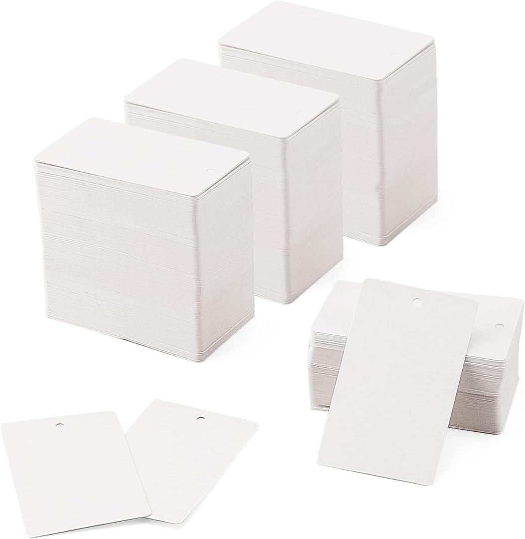 KEILEOHO 2000 PCS 1.7 x 2.9 Inch White Blank Merchandise Tags, Unstrung Label Hang Tags with Hole, Paper Price Tags Gift Tags for Pricing Gift Jewelry Clothing Yard Sale Retail Supplies
