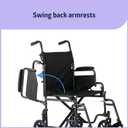 Medline Carbon Steel Folding Transport Chair with Swing-Back Arms, Swing-Away Foot Rests, Portable Mobility for Adults & Seniors, 19" Wide Padded Seat, 250 lb. Capacity, Black