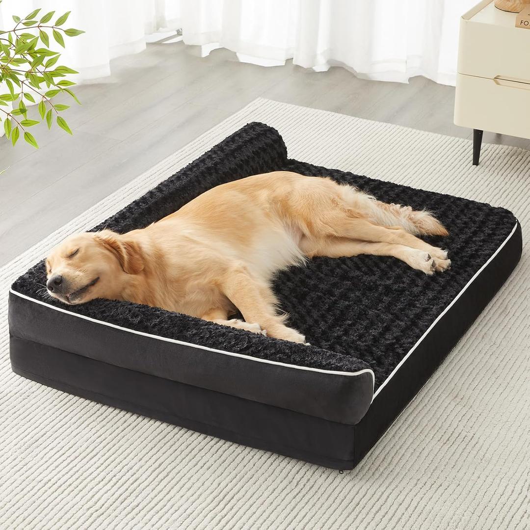 BFPETHOME Orthopedic Dog Beds for Large Dogs-Waterproof Sofa Pet Bed with Removable Washable Cover, Big Dog Bed with Waterproof Lining and Nonskid Bottom,Pet Bed for Large Dogs (42.0"L x 30.0"W x 7.5"Th, Black)