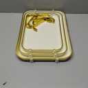 Serving Tray with Handles Set of 3 Rectangular Large Serving Platters 16.5/14.9/13.2 Inch White Plates for Dinner, Party, Entertaining, Amber