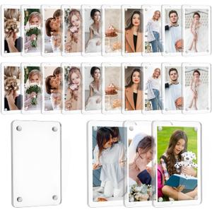 24 Pcs Acrylic Fridge Magnetic Frames for Photos Compatible with Polaroid Instax Mini Pictures Double Sided Clear Refrigerator Magnetic Frame for Family Friend Holiday Gift, 2.36 x 3.54 Inch