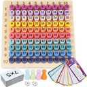 Wooden Montessori Multiplication Board Game: Math Educational Toys Multiplication Table Board Game Montessori Math Manipulatives Toys Toddlers Kids Multiplication Chart Game for Early Education