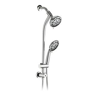 UCLIMAA High Pressure 48-Settings Shower Head with Handheld Shower,Drill-Free 3-Way Diverter for Easy Reach,Adjustable Height Slide Bar Dual Shower Head Combo Set - Chrome - Amazon.com
