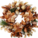 BINFEN 24" Winter Wreaths for Front Door, Gold-Brown Leaves Balls Pears Magnolia Flowers Christmas Wreath, Door Reef for Windows Fireplaces Walls, Front Porch Indoor and Outdoor Decor