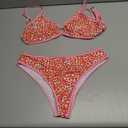 Floerns Women's 2 Piece Bikini Set Floral Tie Front High Waisted Bathing Suit, L