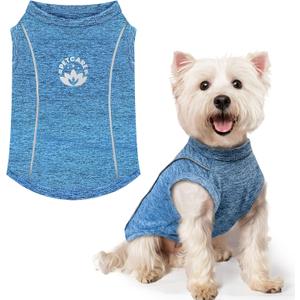 PETCARE Sun Protection Dog Shirts for Small Dogs Quick Dry Soft Stretchy Dog T-Shirts with Reflective Label Tank Top Sleeveless Vest Pet Clothes, Athletic Fabric, Navy, XL (Chest 22" Length 17.7")