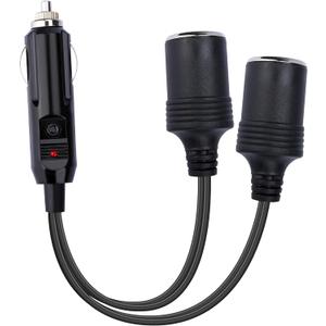 12V Double Cigarette Lighter Adapter, 1 to 2 Car Cigarette Lighters Splitter 2 Socket, 18AWG Dual Cigarettes Lighter Extension Cord with 15A Fuse, Car Charger Splitter