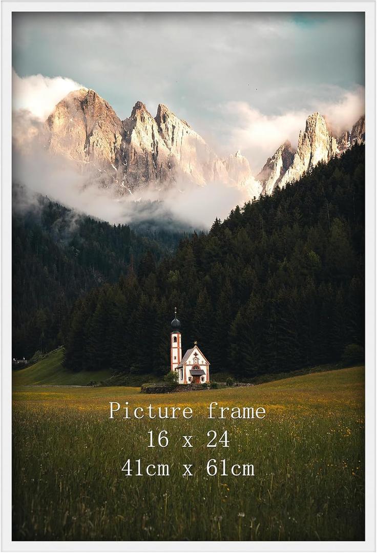 Giftgarden 16x24 Picture Frame White, Textured Metal Poster Frame 24x16 for Wall Display, Single