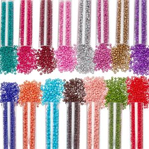 NBEADS 15 Colors Glass Seed Beads, 1.5mm Round Mini Beads Opaque Spacer Bead Multi-Color Glass Loose Beads for Jewelry Making Bracelets Necklace DIY Craft Supplies