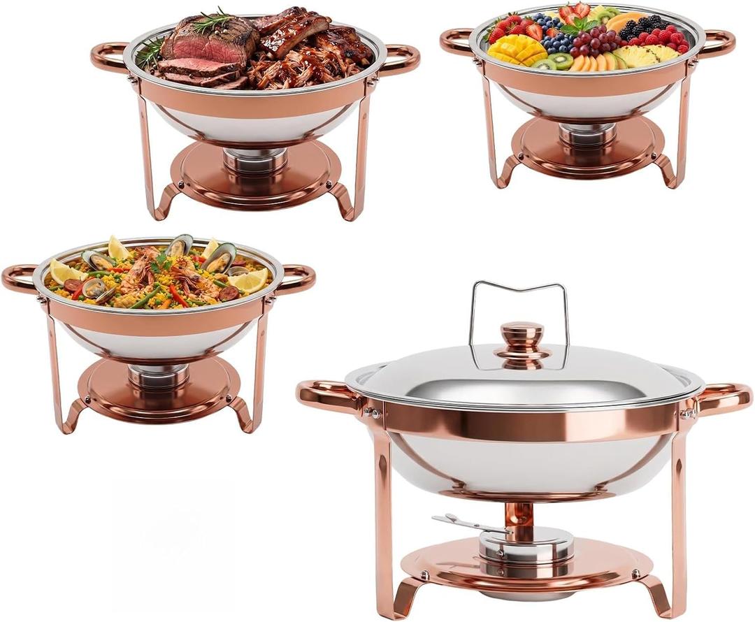 6QT Chafing Dishes for Buffet 4 Pack, Buffet Servers and Warmers, Rose