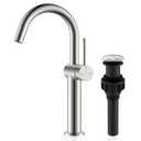 KENES Brushed Nickel Vessel Sink Faucet, Single Handle Tall Bathroom Faucet Single Hole, Modern Bathroom Vanity Faucet with Pop Up Drain and Supply Lines, KE-9005C