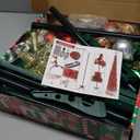 SINTENILL 5 FT Pop Up Christmas Tree with Timer Lights and Decorations, Red Tinsel Artificial Christmas Tree with 24 Balls Ornaments, Collapsible Pencil Tree for Xmas Home Office Party Decor (Red - Green Edges)