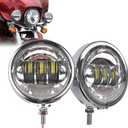 SKTYANTS 4.5 Inch LED Passing Light Motorcycle Fog lights with 4.5 Inch Housing Bucket Bracket Mount Compatible with Touring Electra Glide (Chrome)