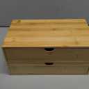 Bamboo Desk Drawer Organizer, 2 Drawer Desktop Organizer with Drawers Tabletop Storage Organization Box for Office Home Toiletries Supplies Vanity, No Assembly Required