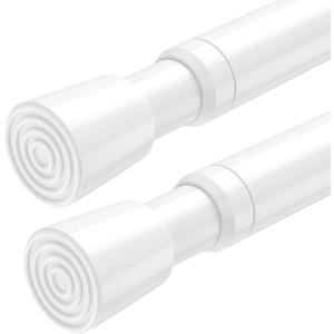 AIZESI 2 Pack Tension Rods for Windows 26 to 39 inch, Adjustable Expandable Pressure Spring Curtain Rods No Drilling, White Curtain Rods for Doorway Closet Door