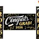 JOYIN 3 Pcs Graduation Decorations Class of 2026, Large Graduation Banners Set, Gold & Black Congrats Grad Party Backdrop and Banner Hanging Porch Supplies for College Graduation Indoor/Outdoor Decor