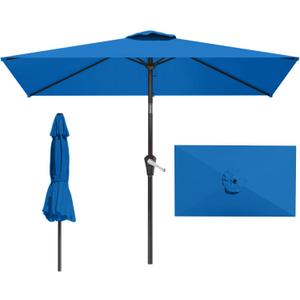 6.5x10FT Patio Umbrella, Outdoor Umbrella with Push Button Tilt and Crank, 8 Sturdy Ribs, UV Protection & Waterproof Market Umbrella for Pool, Backyard, Beach,Deck (Royal Blue)